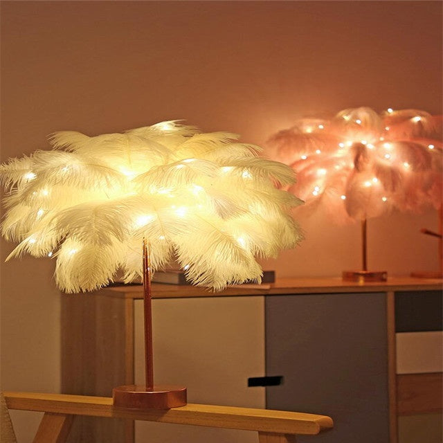 Feather Lamp European-Style Bedroom Decoration