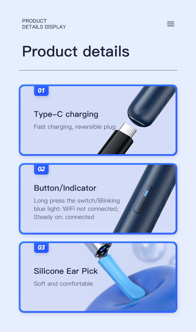 Visual Earpick Endoscope Smart Ear Picking Tools WiFi