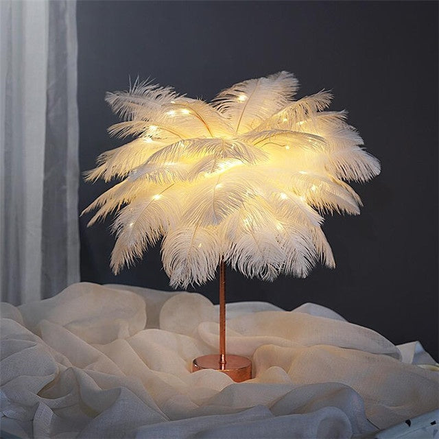 Feather Lamp European-Style Bedroom Decoration